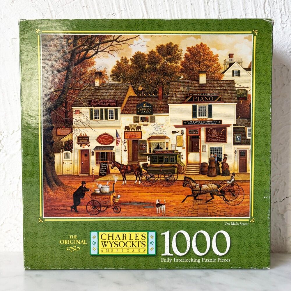 Vintage 1998 Charles Wysocki On Main Street 1000 Piece Puzzle MB Complete